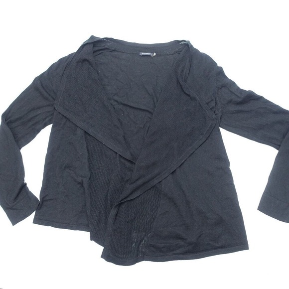 Magaschoni Cardigan Women's Large Black Silk Open Front Long Sleeve Sweater - Picture 1 of 6